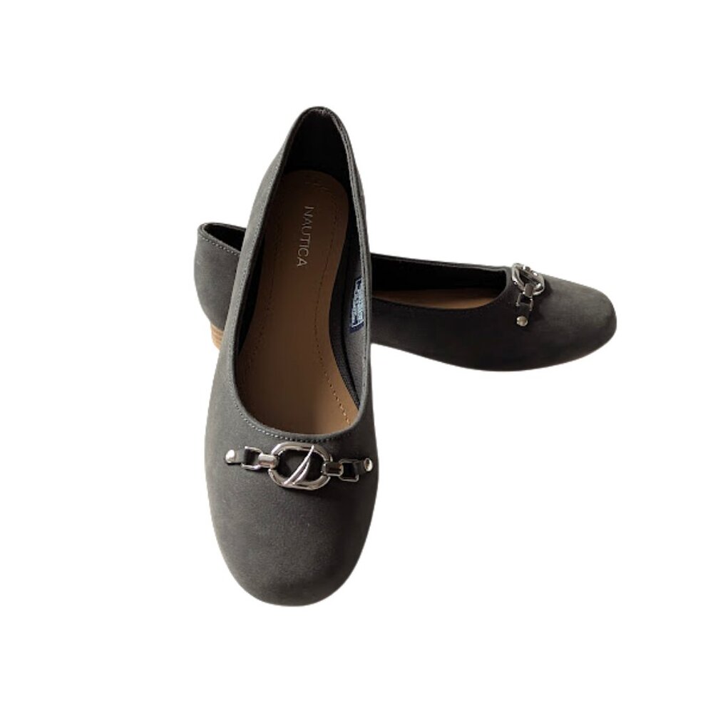 Nautica Buckle Bit WMNs Gray Vegan Suede Fabric Slip-on Flats NWOB Size 7.5 NWOB - Picture 6 of 8